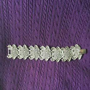 Sarah Coventry bracelet silvertone leaf chunky